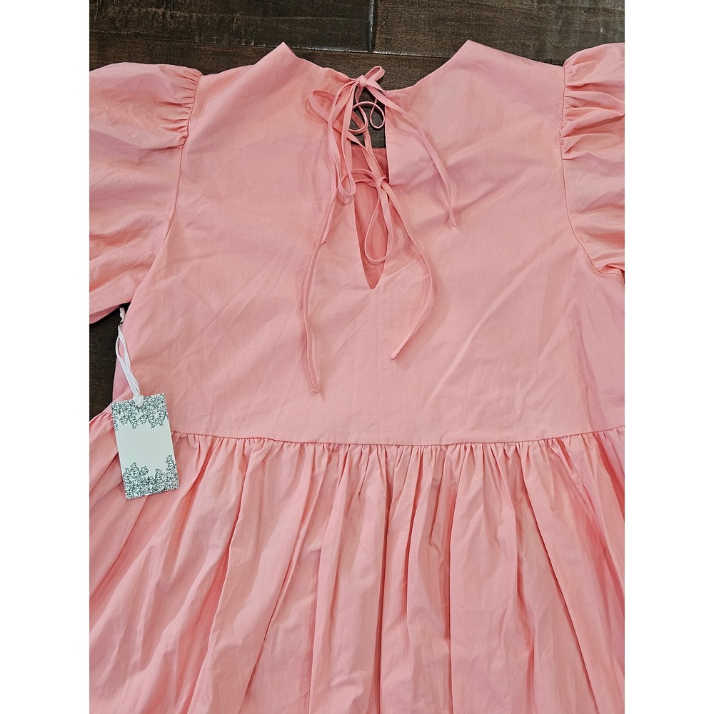 Hyacinth House Pink Puff Sleeve Mini Dress Babydoll Short Sleeve Small NWT - Picture 13 of 15